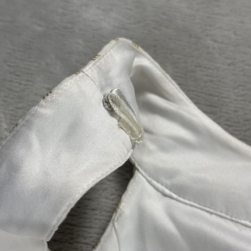 Lilly Pulitzer Henley Dress Womens 0 Cream Gold Metallic Stripe Organza Preppy - Picture 6 of 13